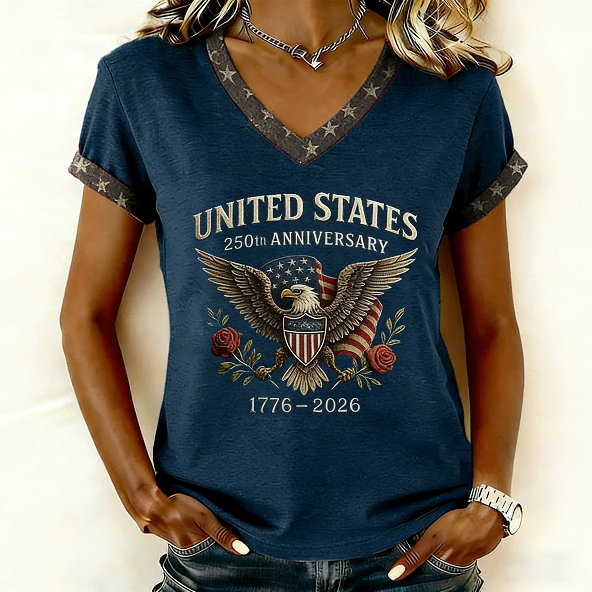 🎉Easter Special Offer🚚Women's Vintage America 250th Anniversary Print T-Shirt