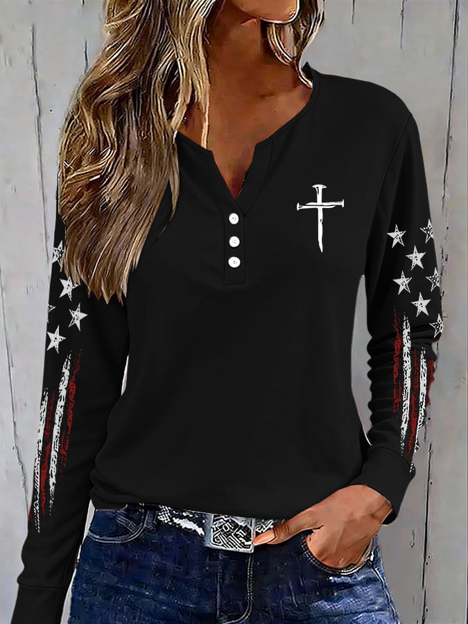 🎉Valentine's Day Special: Free Shipping🚚Women's casual retro flag-print button-up sweatshirt