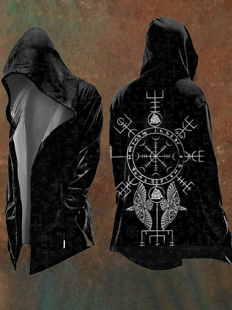 Viking Rune Print Hooded Jacket