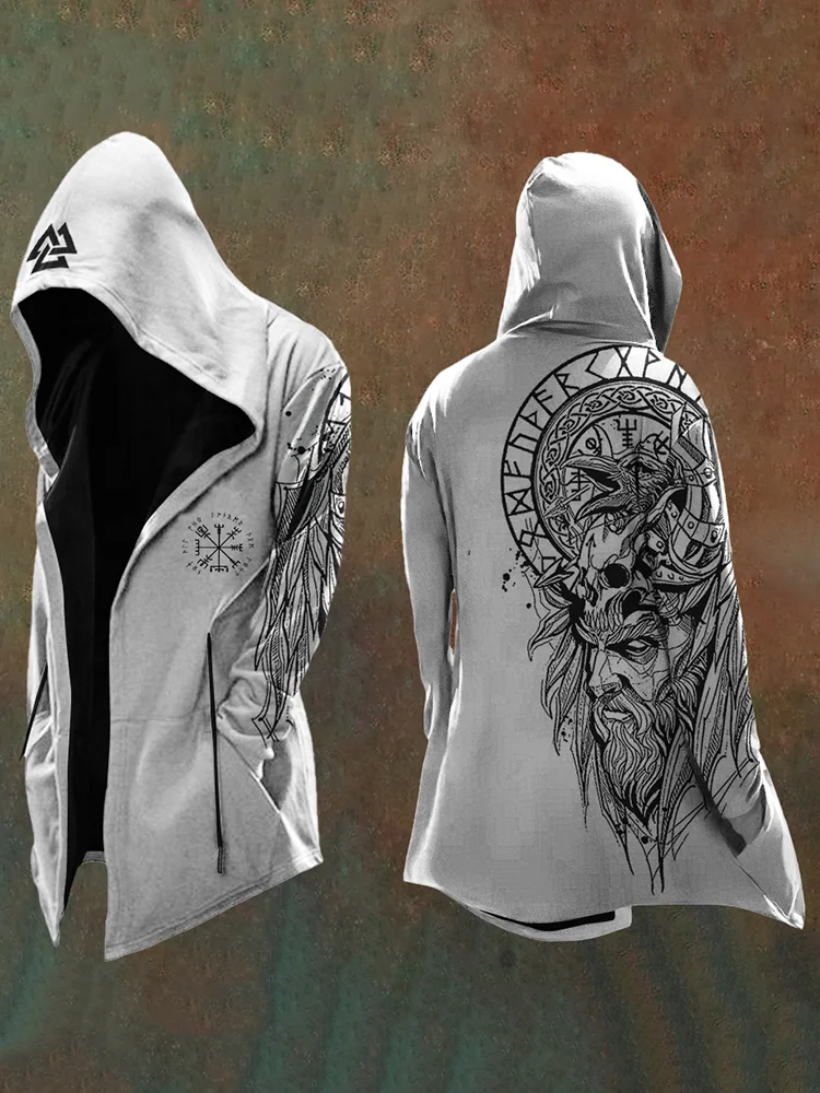 Men'S Vintage Viking Totem Art Hooded Jacket