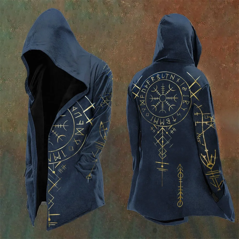 Classic Vintage Rune Forest Totem All-Over Printed Hooded Jacket
