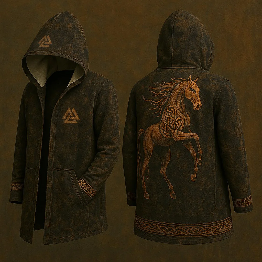 Men's Viking Sleipnir Vintage Nordic Hooded Jacket