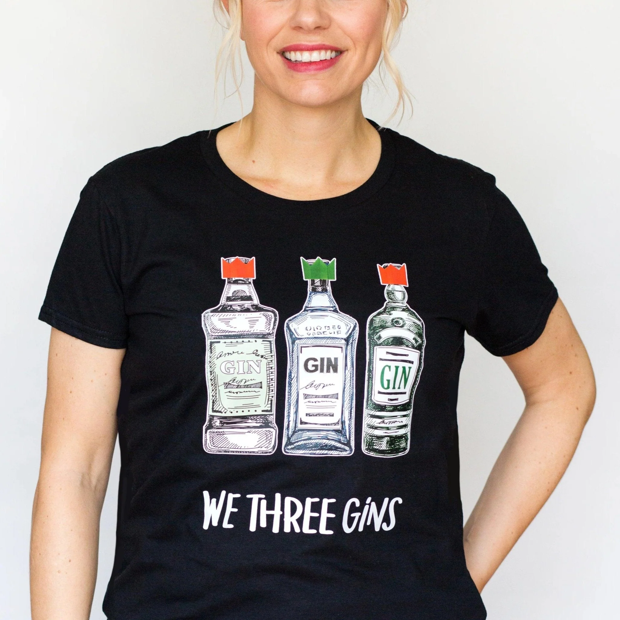 'We Three Gins' Ladies Christmas T-Shirt