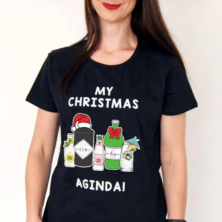 'AGINda' Ladies Gin Christmas T-Shirt