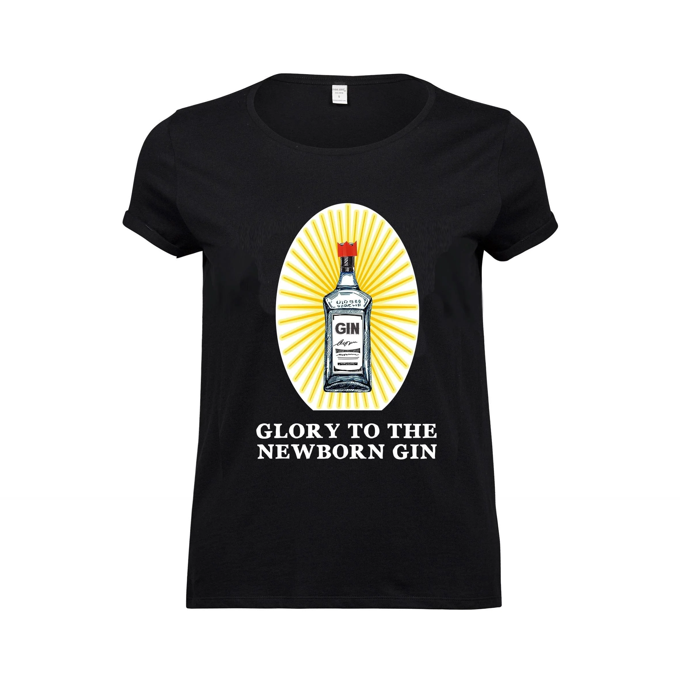 'Glory To The Newborn Gin' Ladies Christmas T-Shirt
