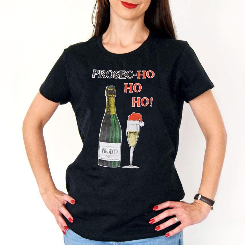 'Prosec-HoHoHo' Ladies Christmas T-Shirt