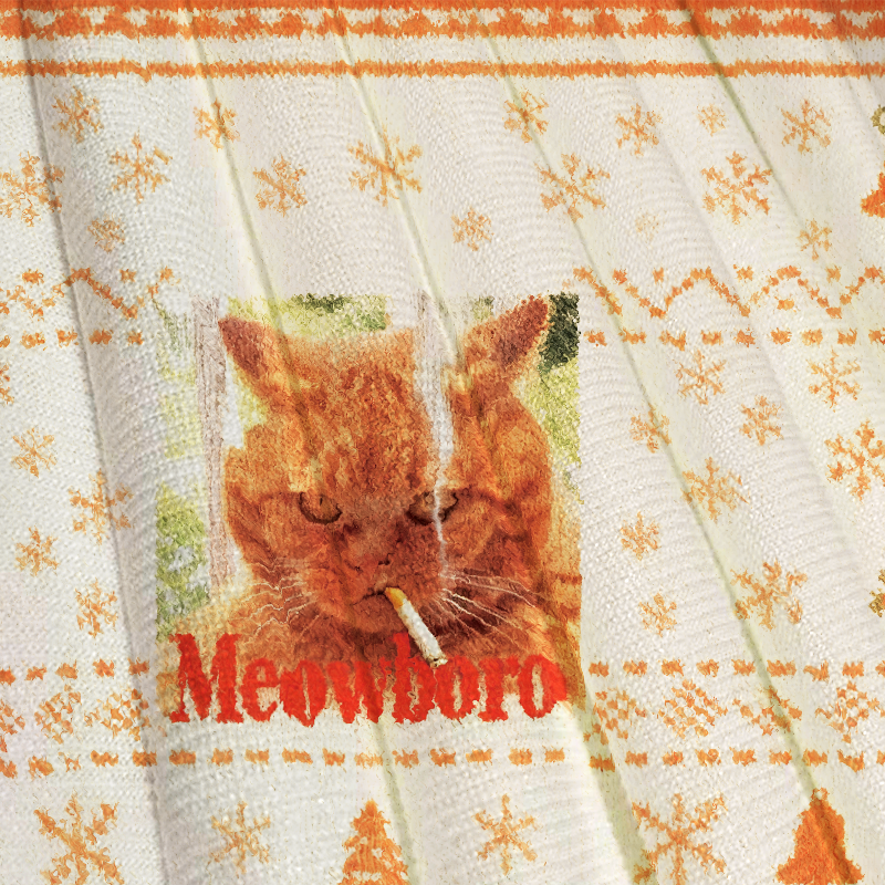 Smoking Cat Orange Christmas Ugly Sweatshirt