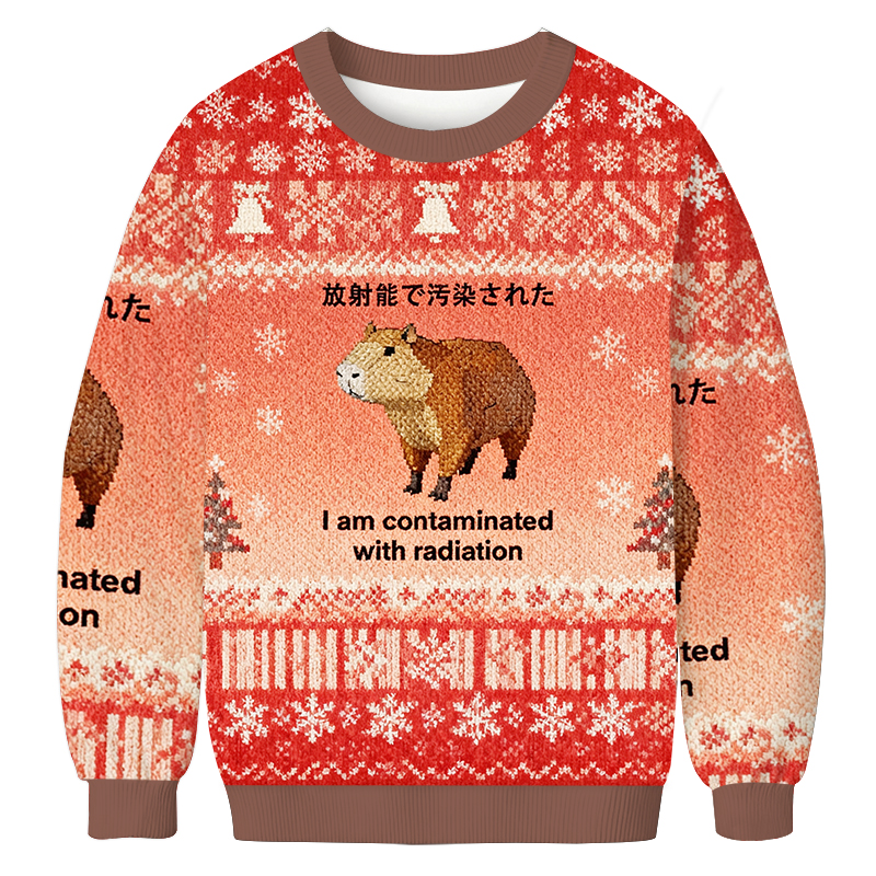 Capybara Contaminated By Radiation Christmas Ugly Sweatshirt