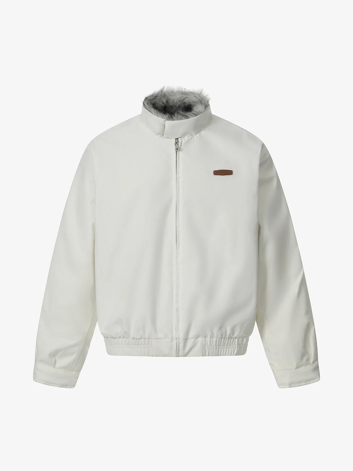 Vintage Stand Collar Fur Lined Bomber Jacket