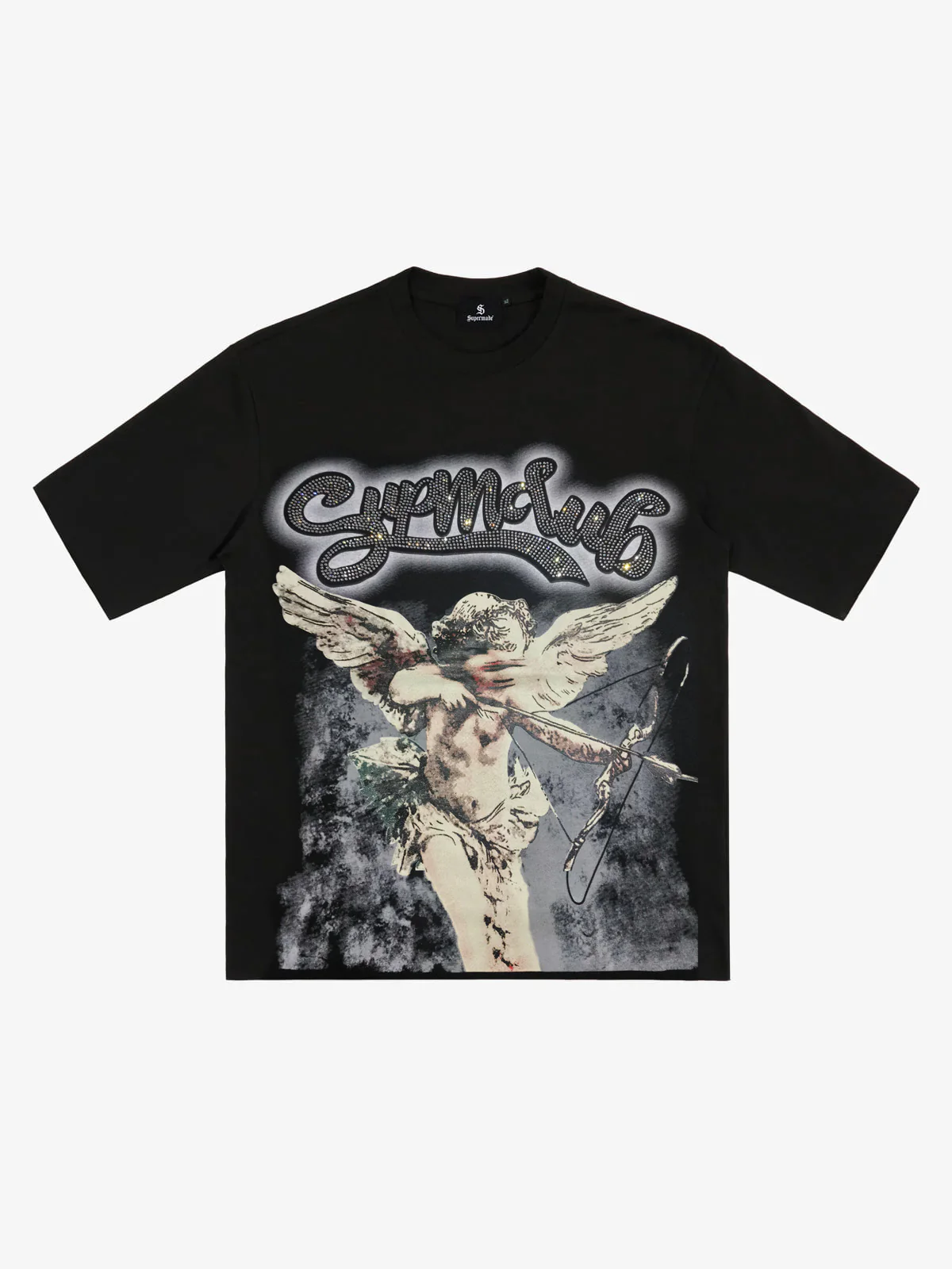 Retro Cupid Rhinestone Graphic T-Shirt