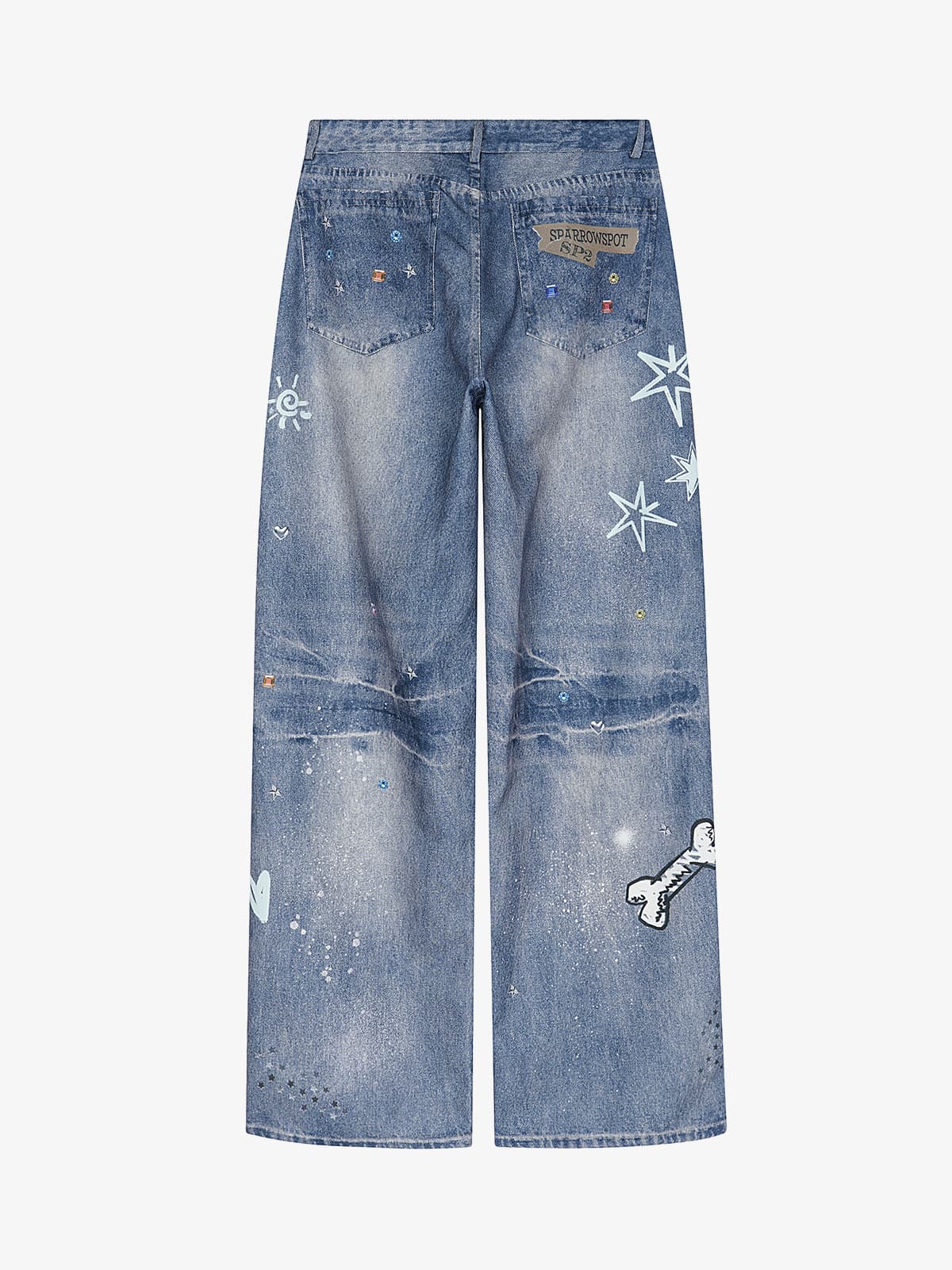 Retro Dachshund 3D Print Washed Distressed Jeans