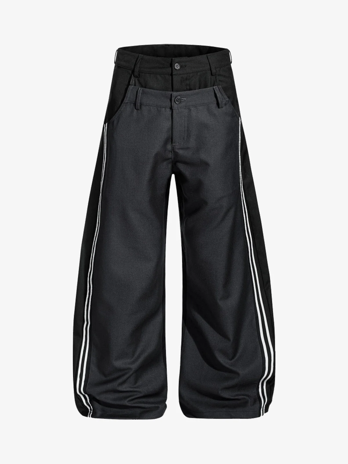 Double Waistband Panel Strap Barrel Pants