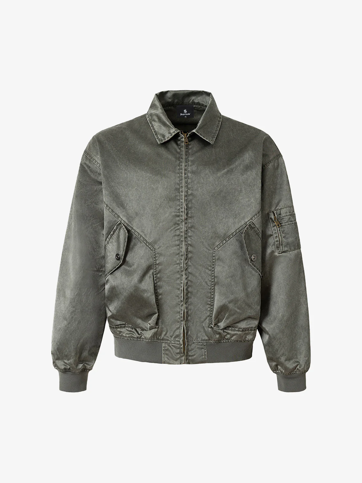 Retro Utility Nylon Patchwork Bomber Jacket