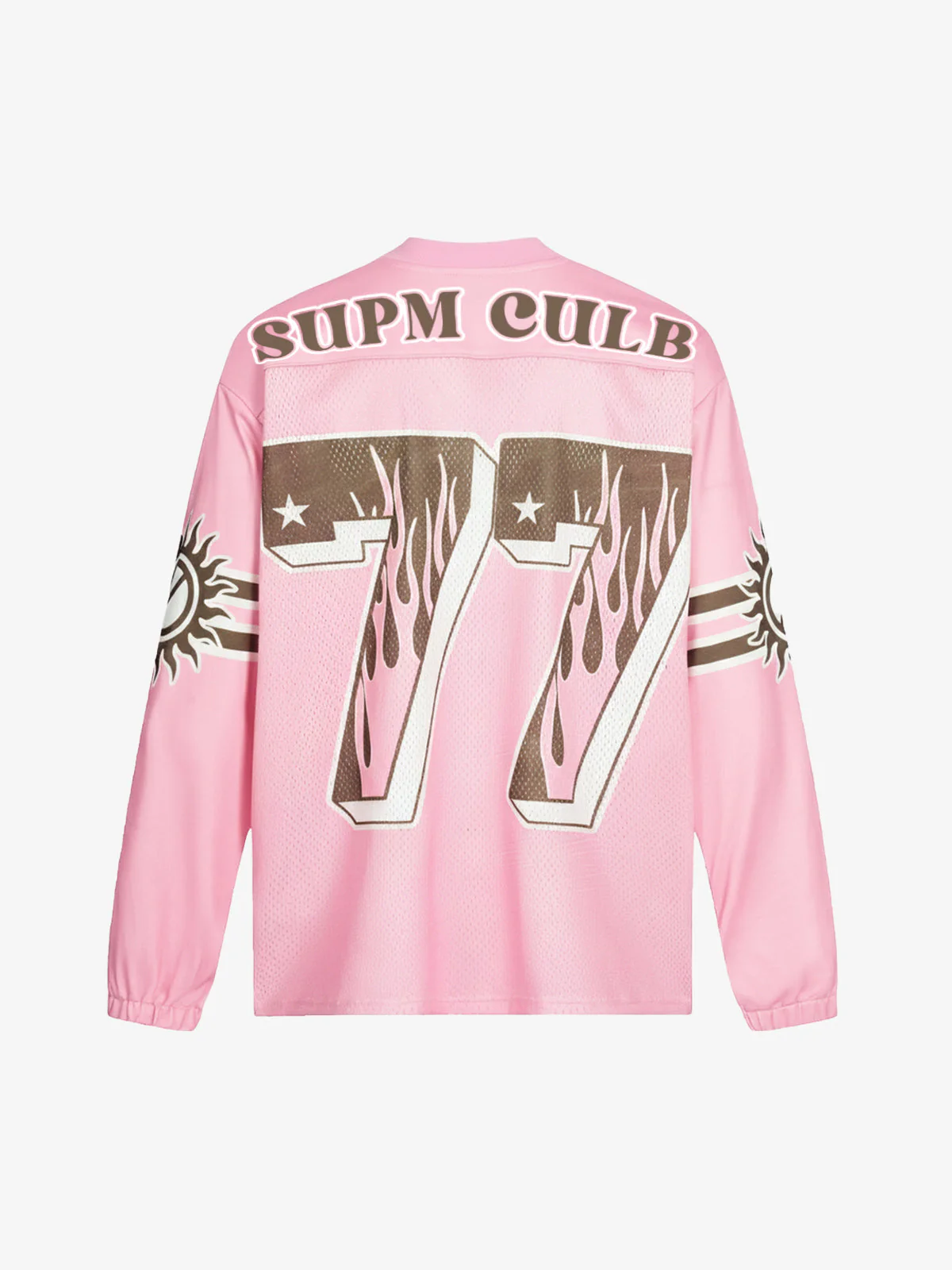 Retro Graphic Flame Number Print Long-Sleeve Jersey T-Shirt