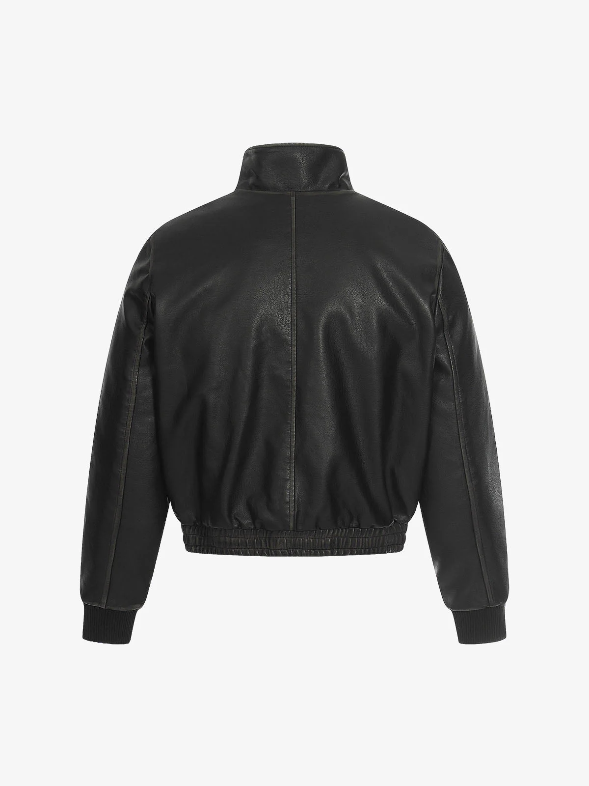 Studded High-Neck Faux Leather Jacket