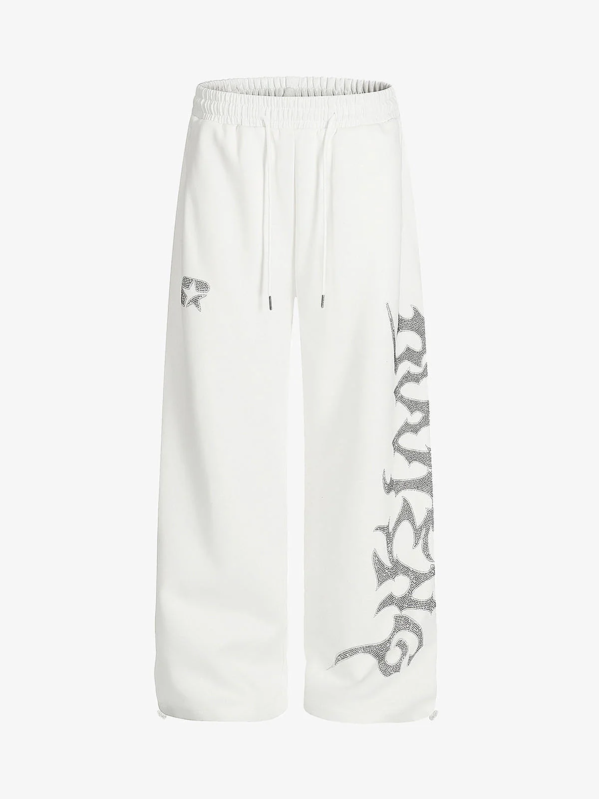 High Street Rhinestone Hip-hop Wide-leg Sweatpants