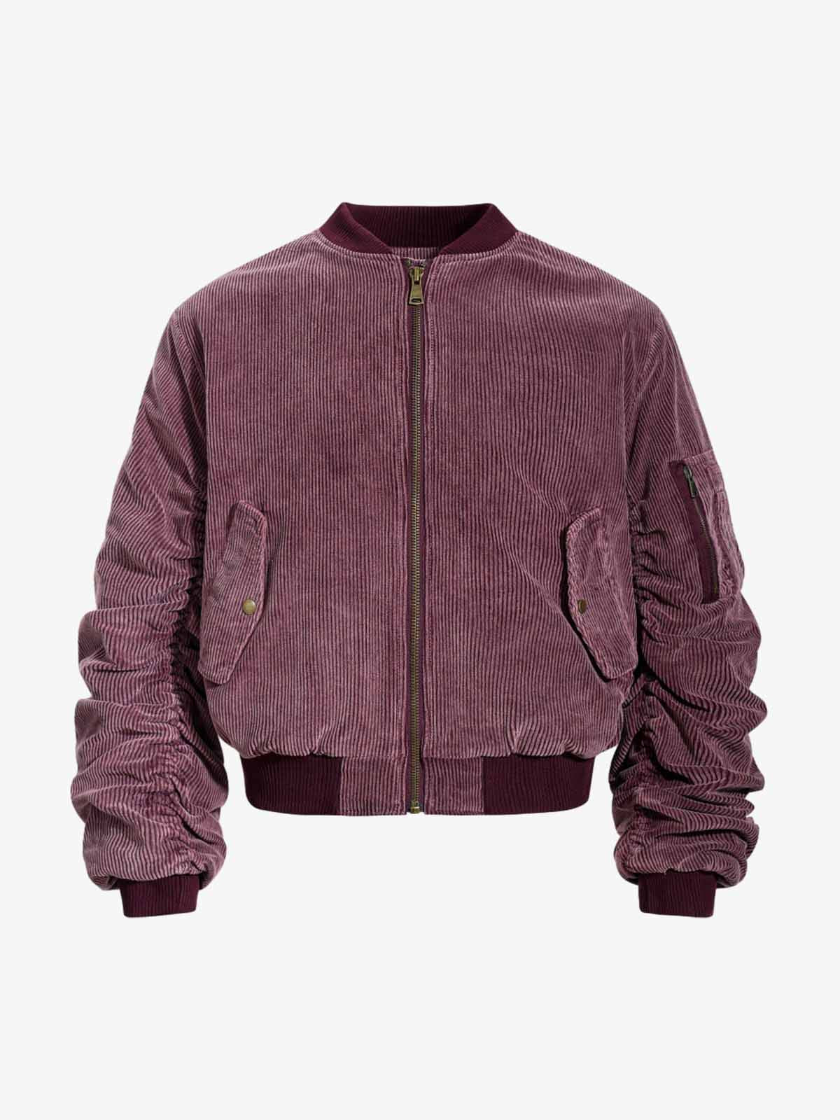 Vintage Washed Corduroy Distressed Bomber Jacket