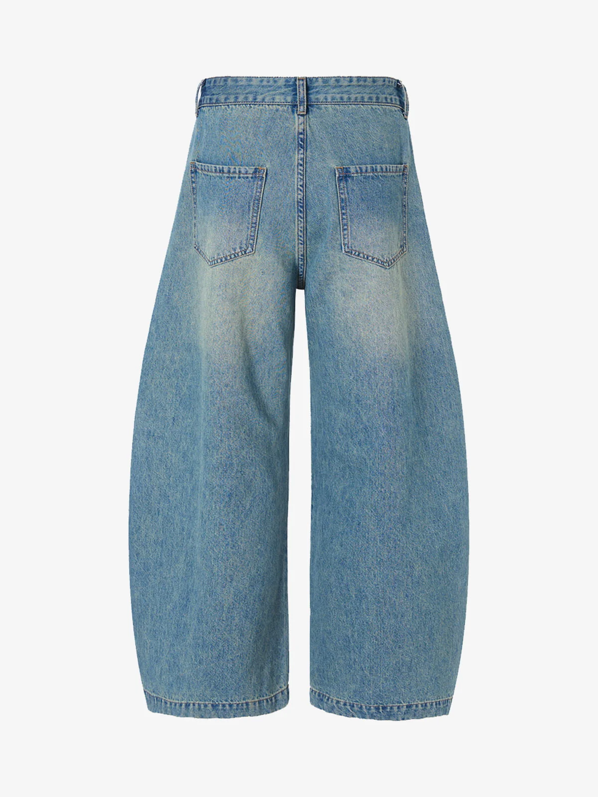 Vintage Light-Wash Pleated Barrel Jeans