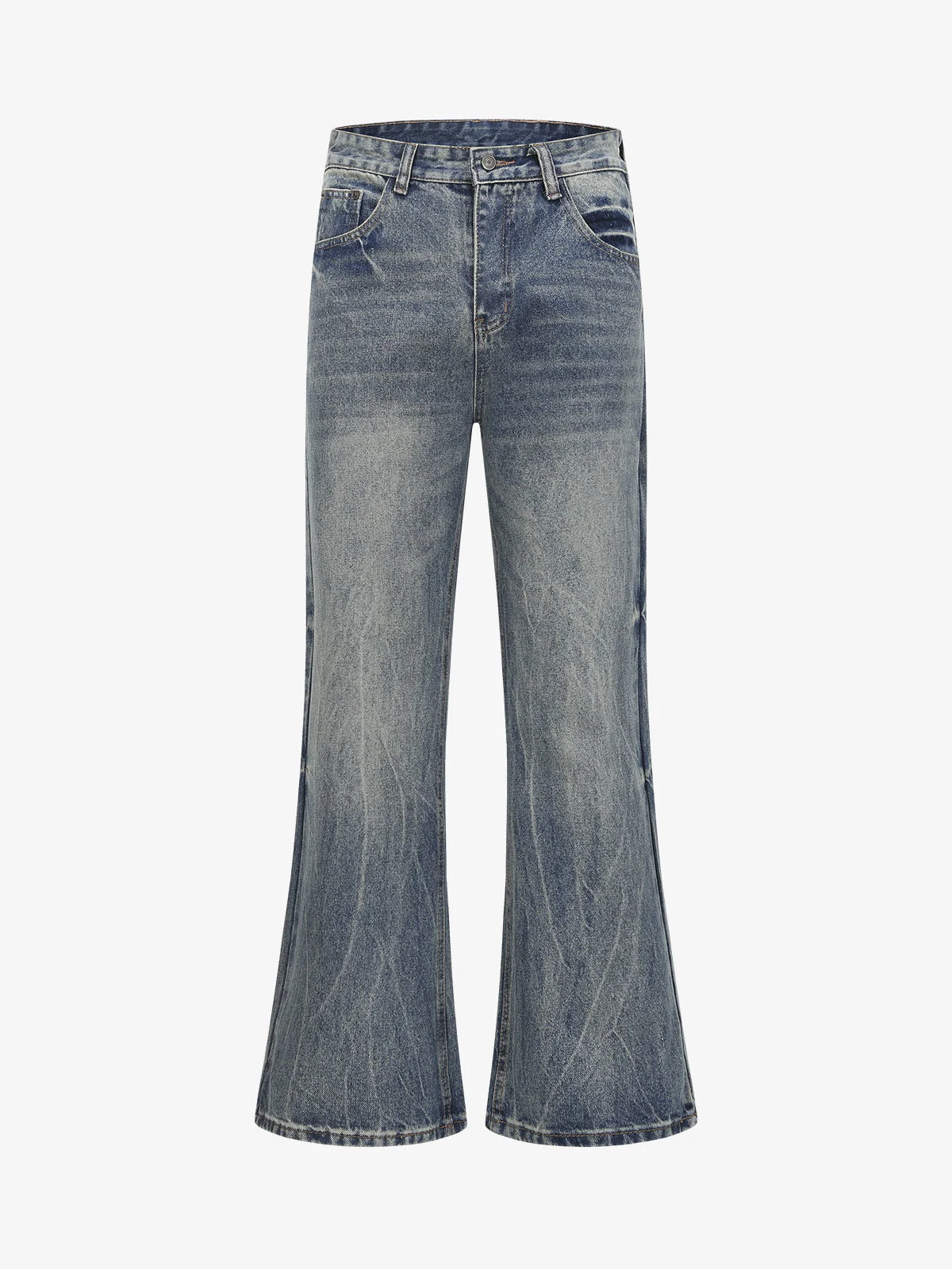 Retro Washed Faded Flared Jeans