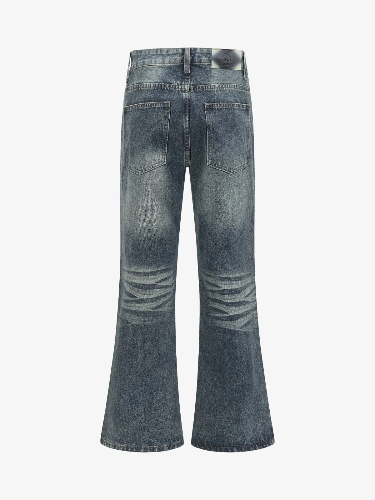 Vintage Distressed Wash Flare Jeans
