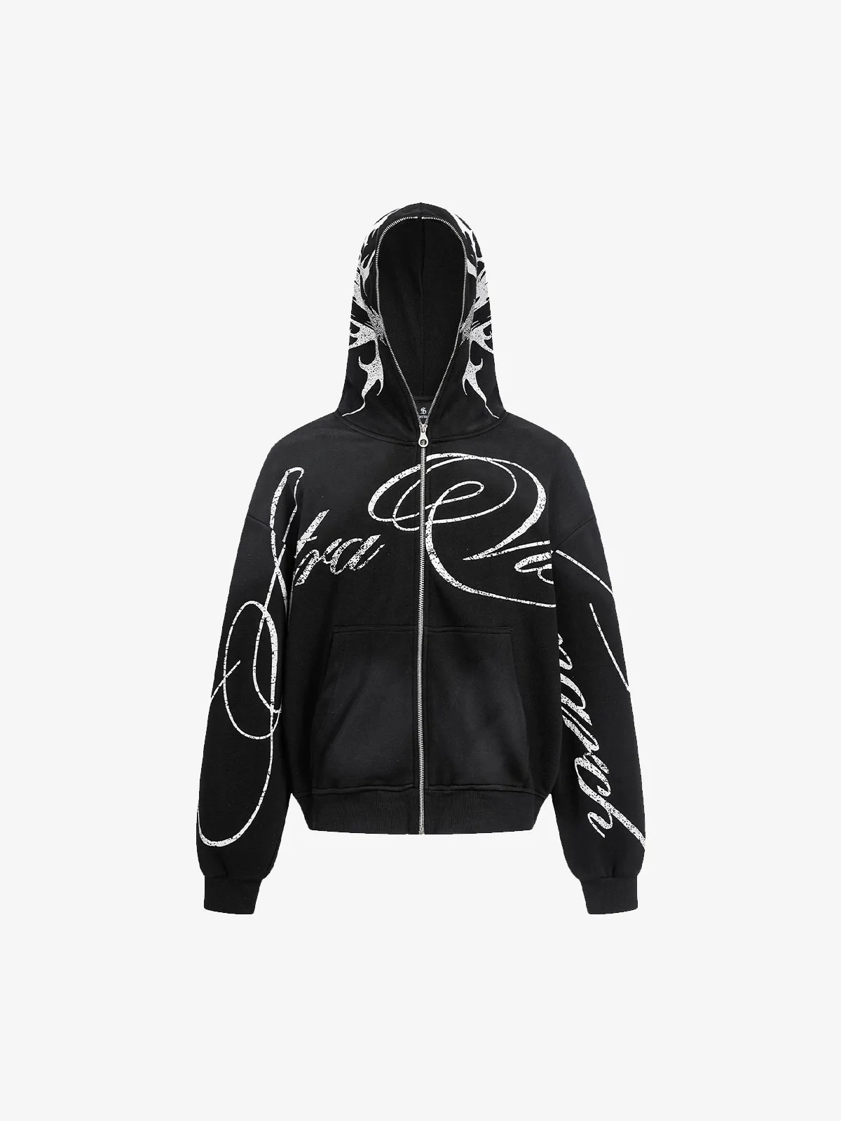High Street Script Letter Print Zip-up Hoodie Jacket