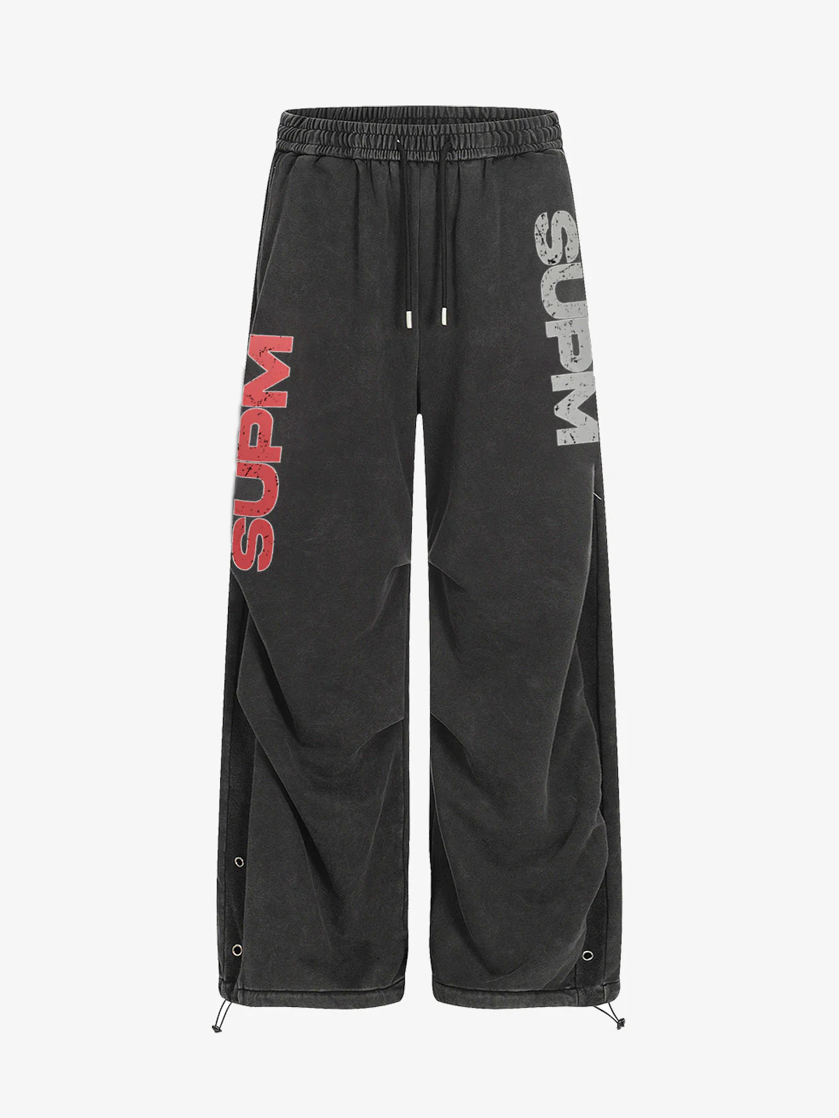 Street Washed Mottled Rivet Letter Print Baggy Sweatpants