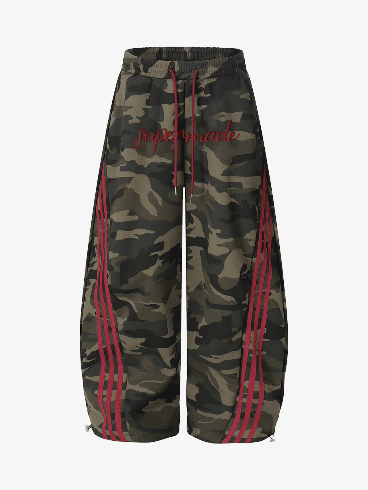 Retro Patchwork Embroidered Camouflage Barrel Pants
