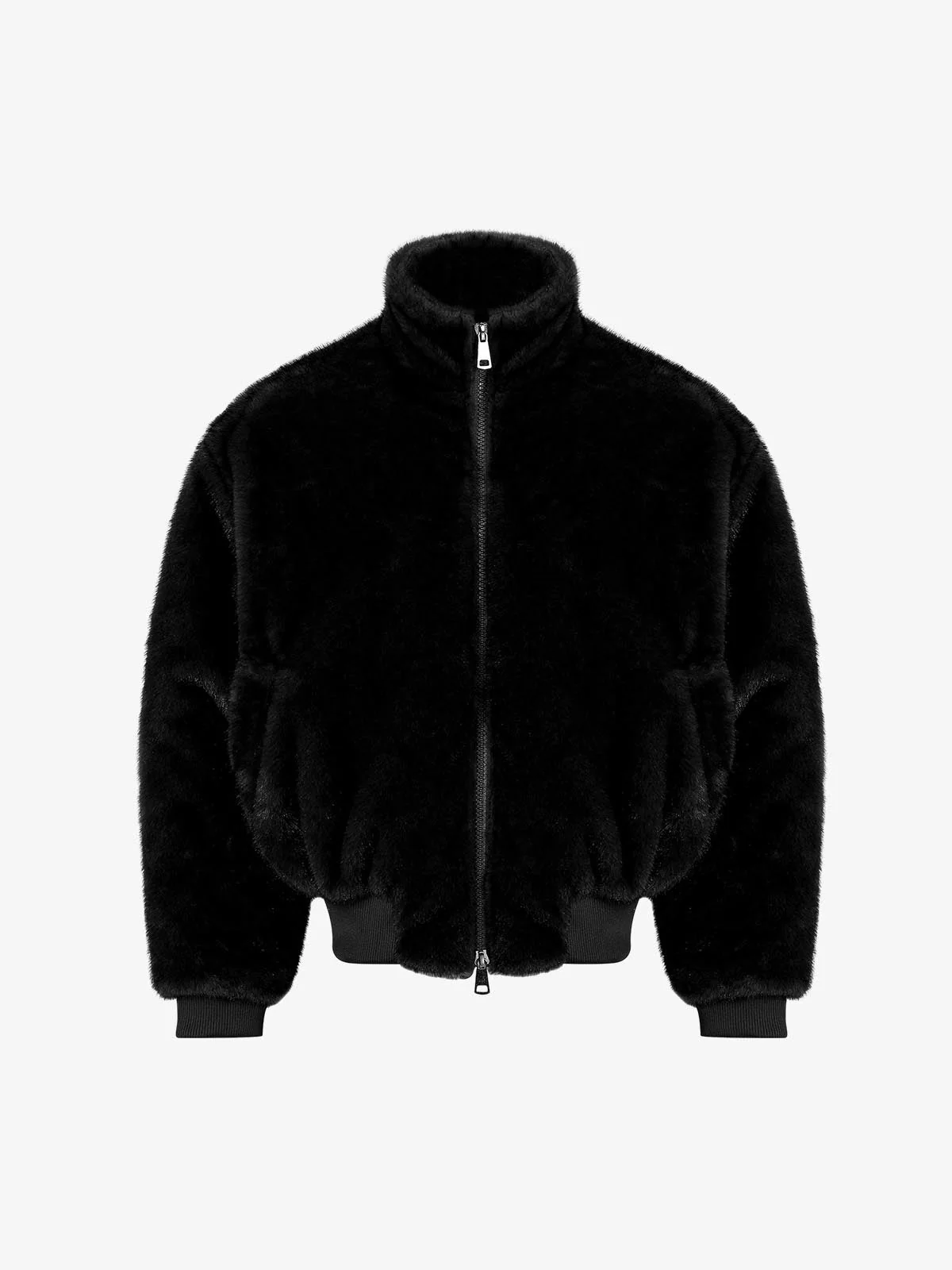 Retro Plush Fleece Stand-Collar Zip-Up Jacket