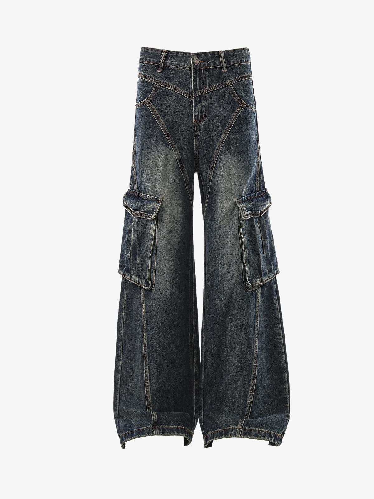 Vintage Distressed Patchwork Deconstructed Barrel Jeans