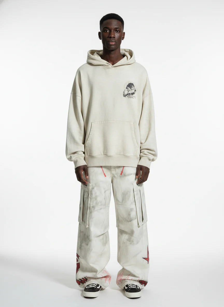 Vintage Dirty-Dyed Washed Wide-Leg Cargo Pants - 2559