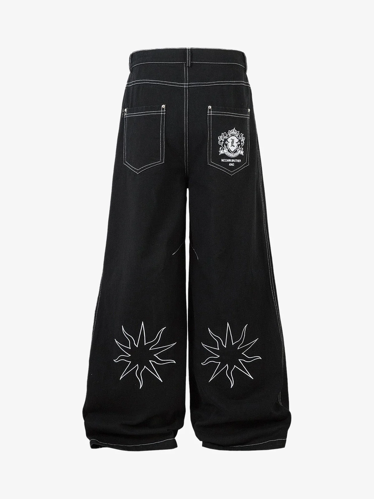 Heavy Contrast Thread Embroidered Multi-Button Jeans