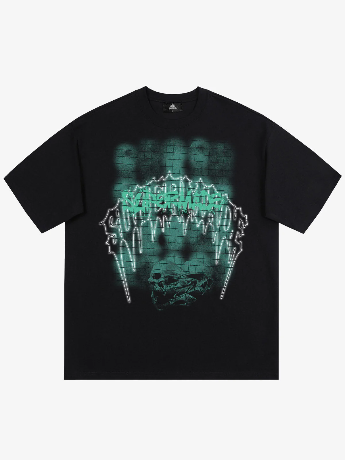 Dark Grid Skull Graphic T-Shirt