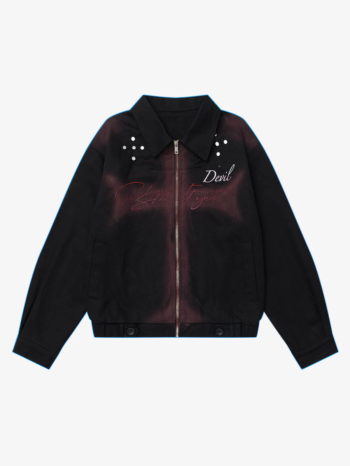 Gothic Spray-Paint Cross Graphic Embroidery Jacket
