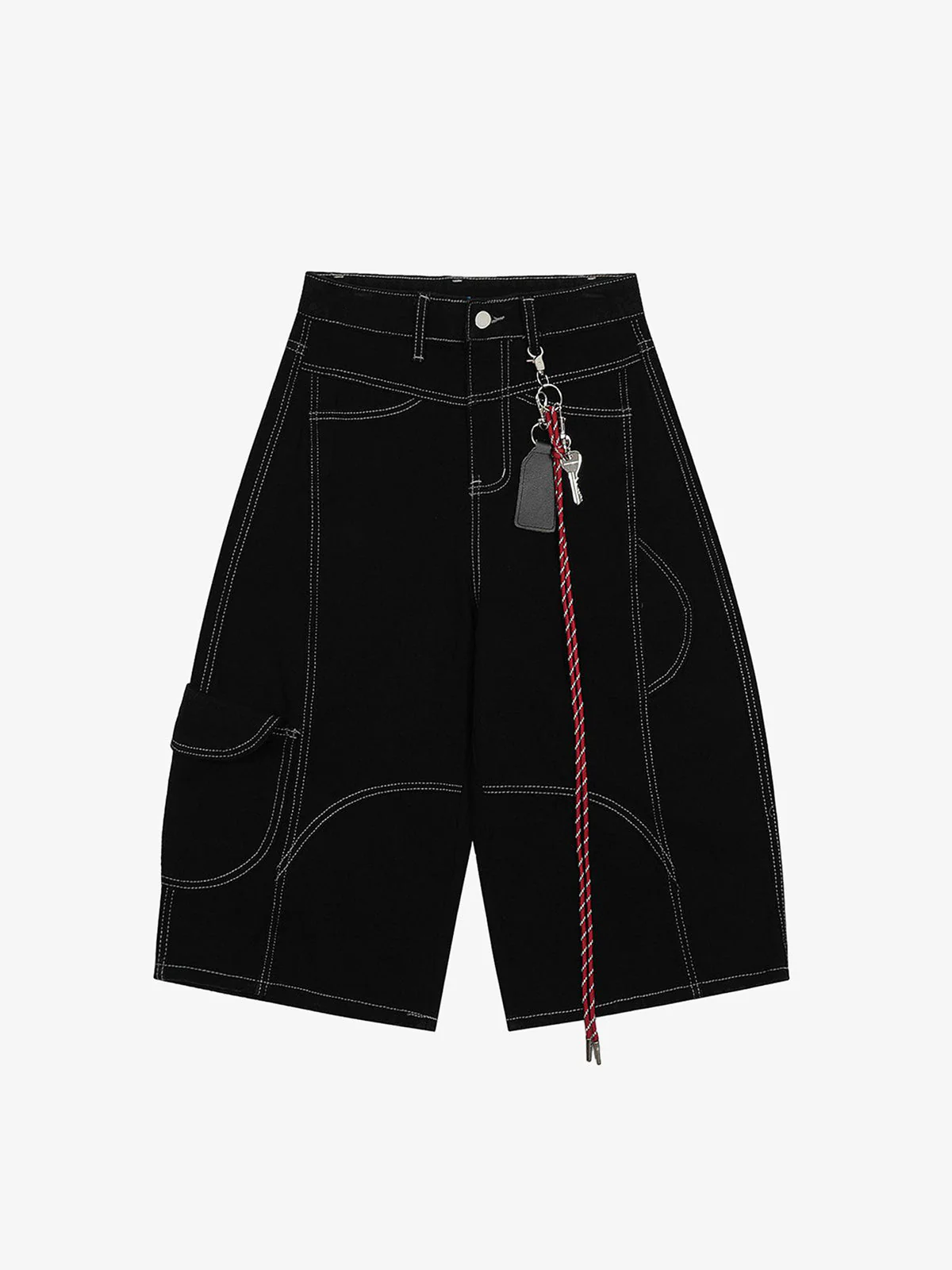 Denim Welt-Embellished Cargo Jorts - 2408