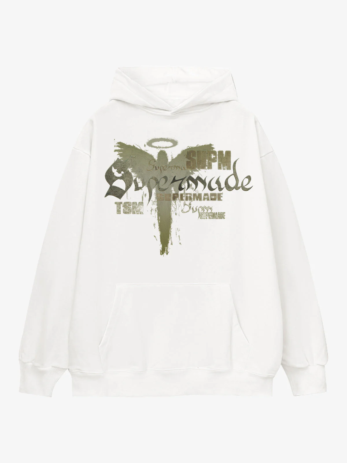 Vintage Washed Angel Halo Distressed Letter Graphic Hoodie