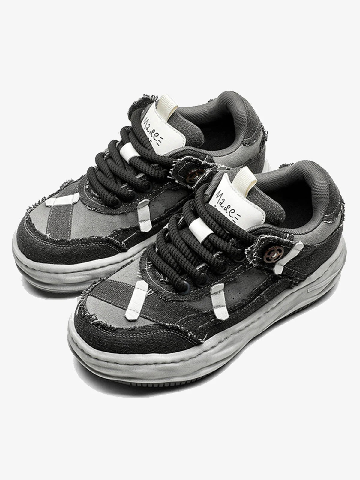 Distressed Deconstructed Split Whisker Platform Sneakers