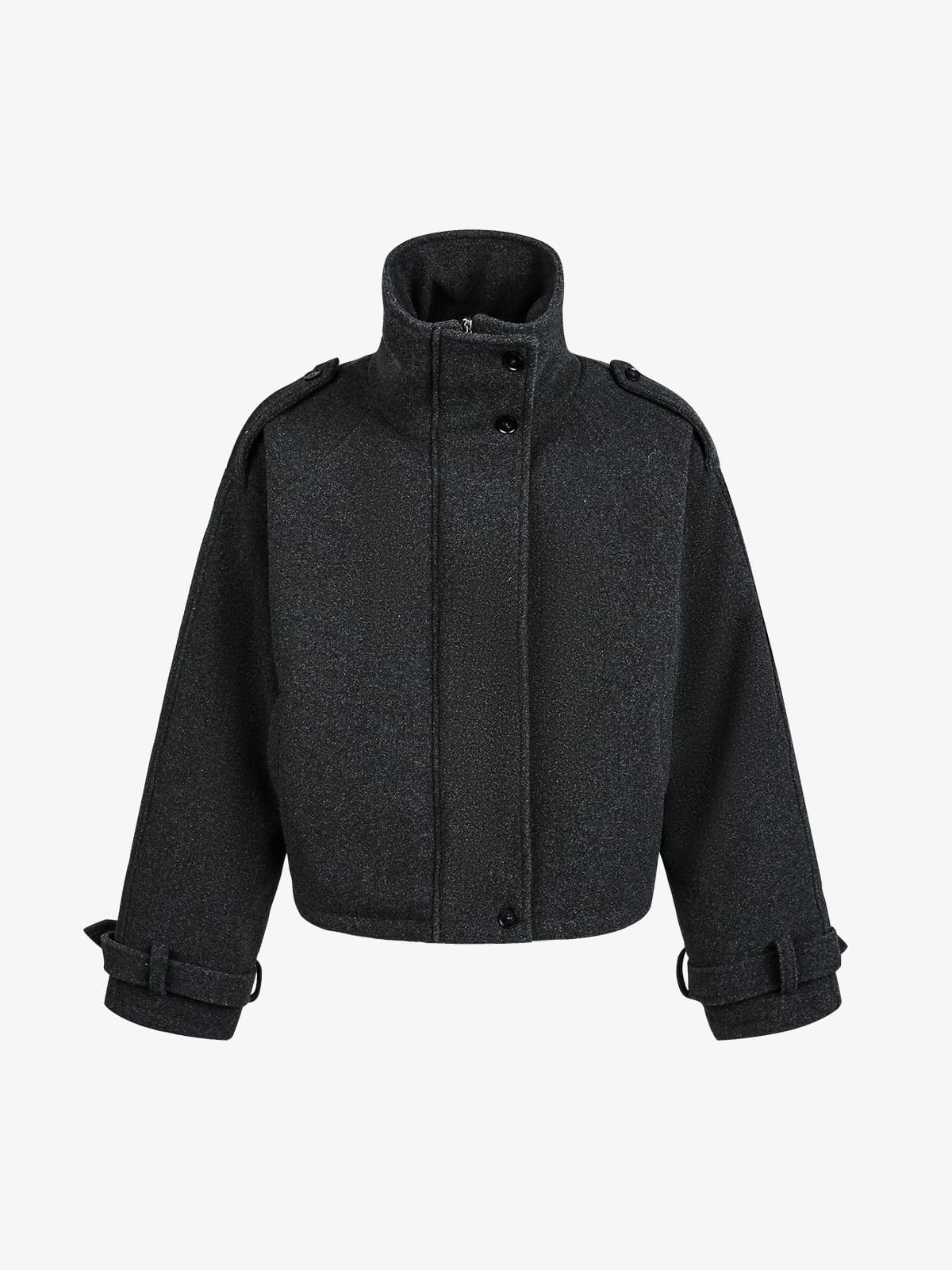 Retro Wool Blend Stand Collar Cotton Jacket