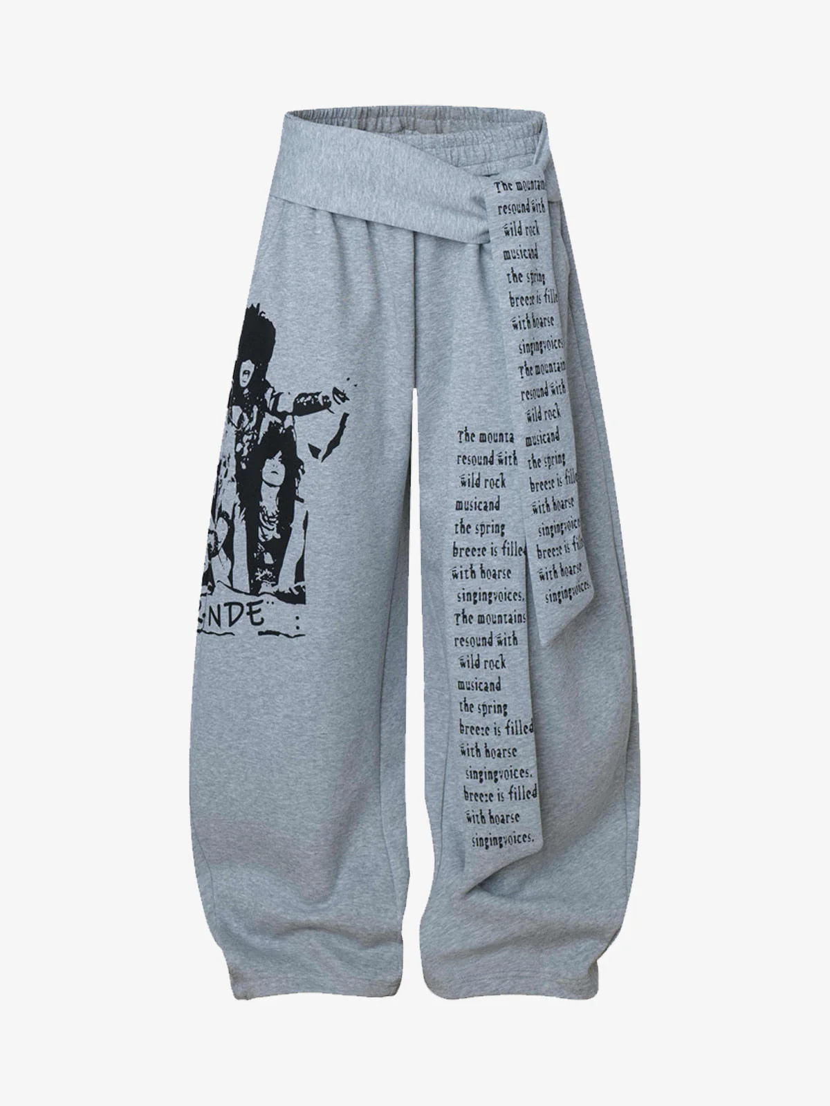 Dark Street Character Print Waist Strap Detail Barrel Pants