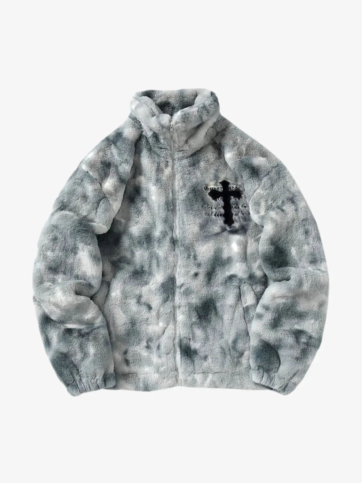 Heavy-Duty Faux Lambswool Tie-Dye Urban Jacket - 1558