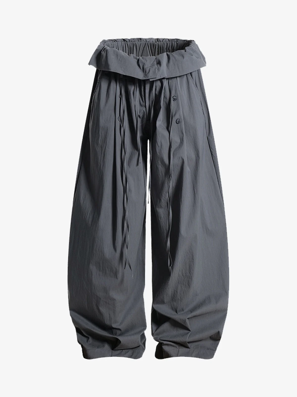 Street Ruffled Waist Pleated Drape Balloon Pants