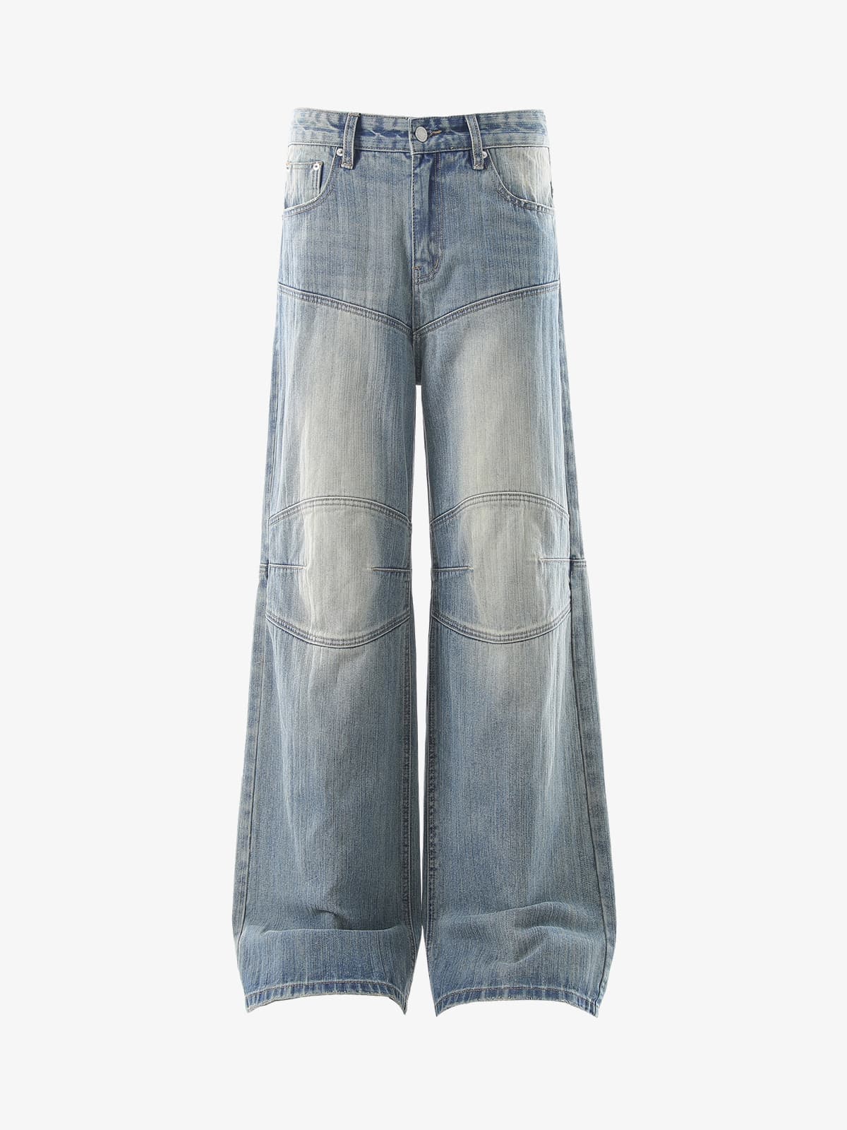 Vintage Washed Distressed Patchwork Deconstructed Baggy Jeans