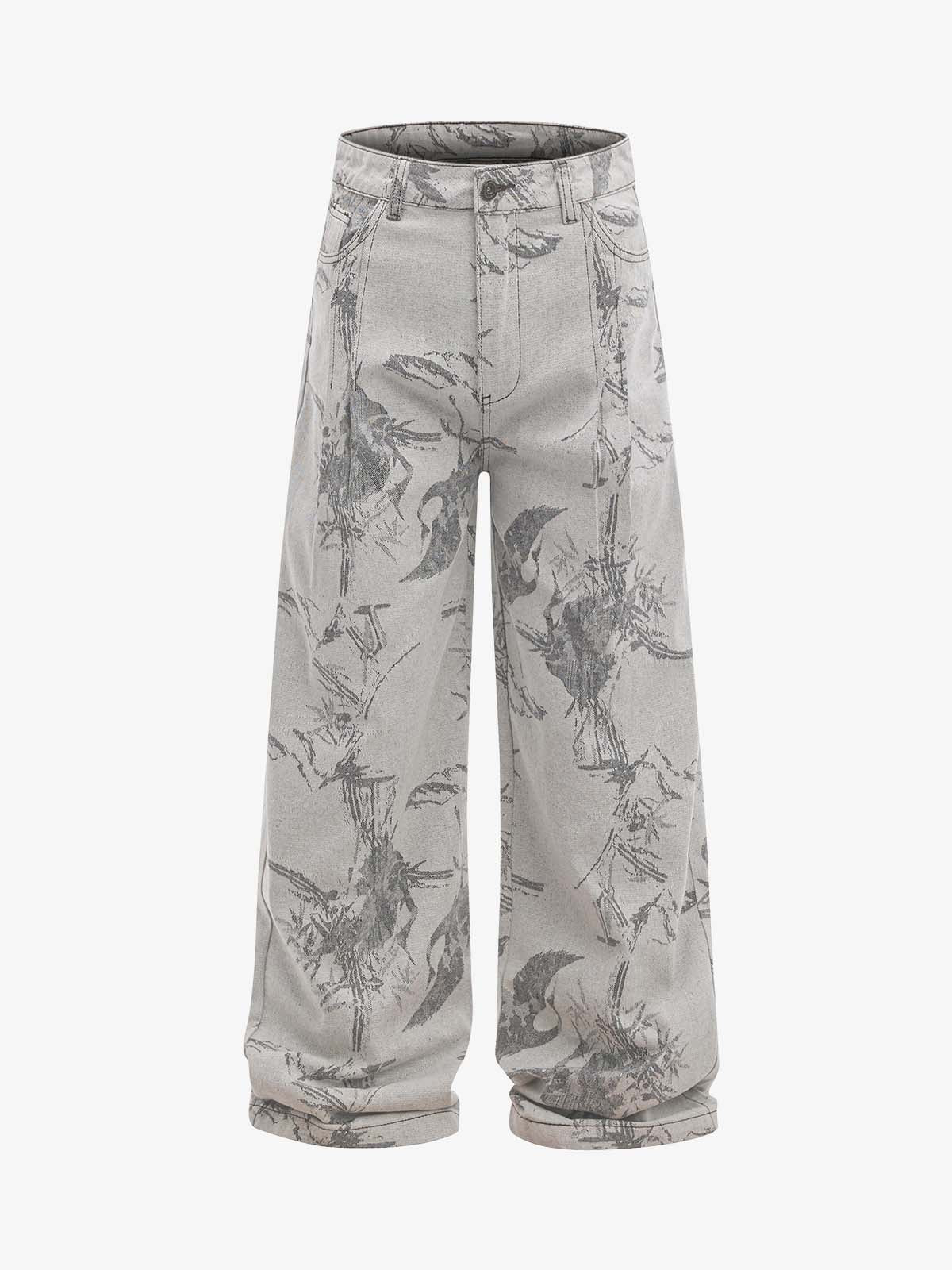 Vintage Jacquard Straight-Leg Jeans