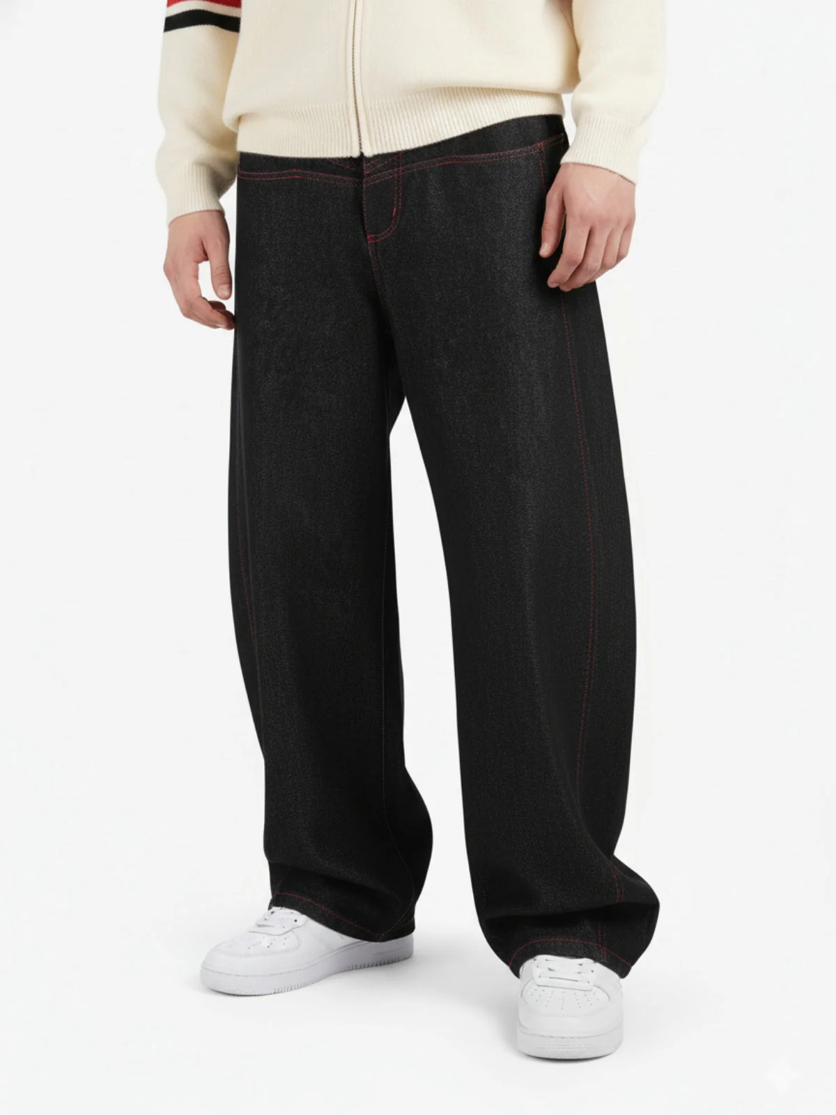 Street Culottes Red Stitching Barrel Jeans