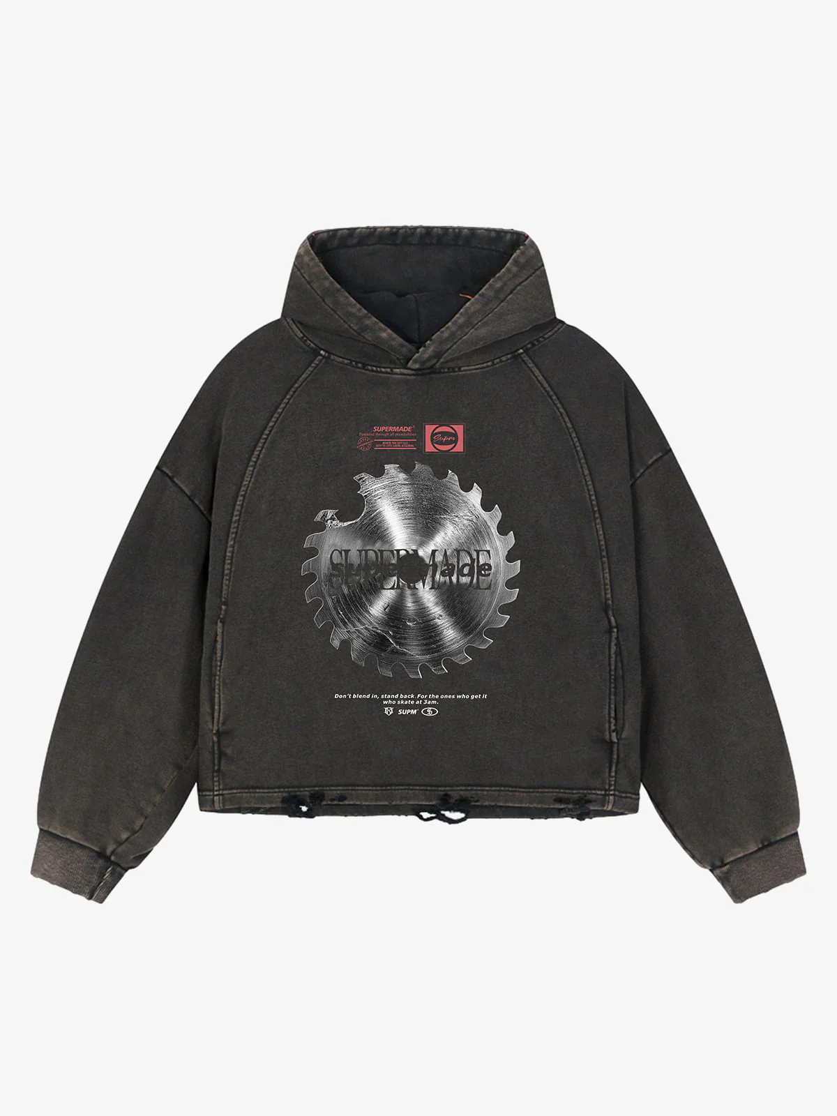 Industrial Saw Blade Graphic Cropped Hoodie