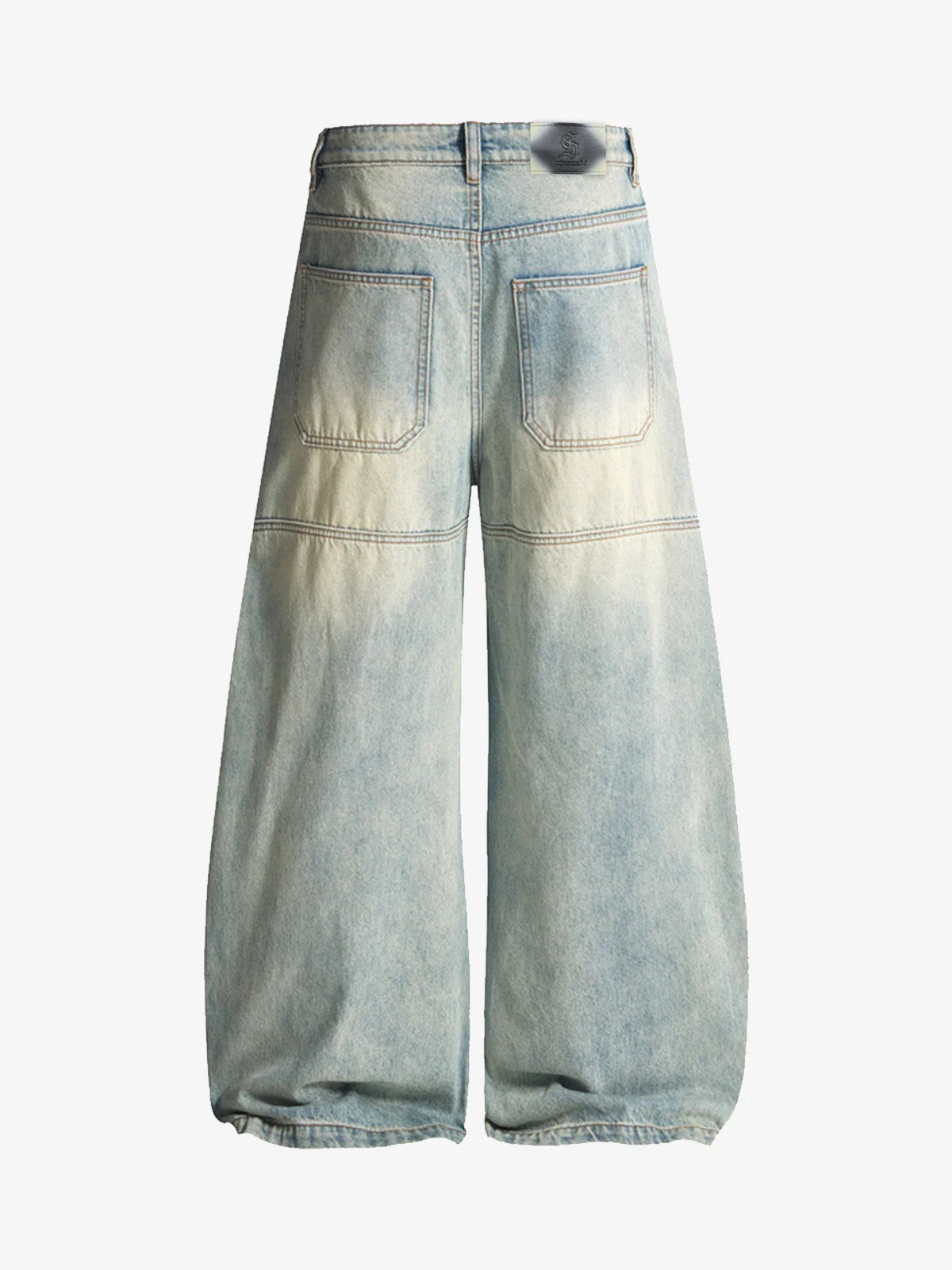 Vintage Washed Panel Barrel Jeans