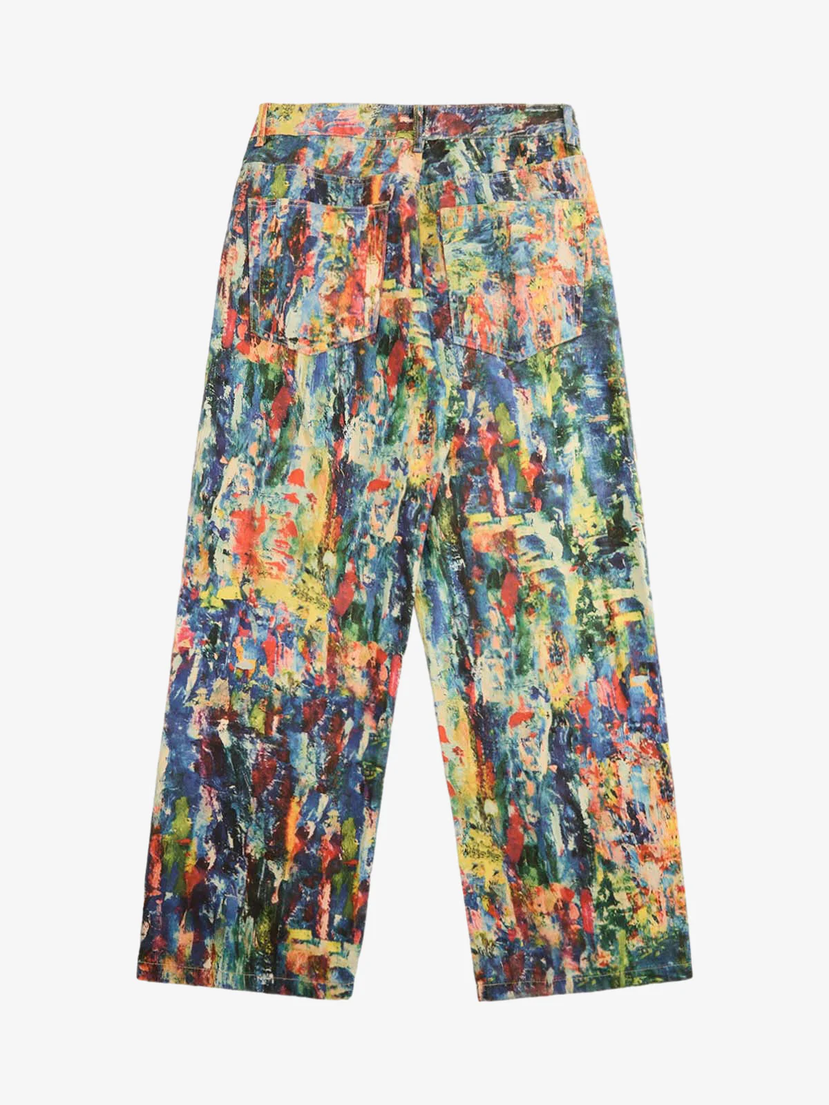 Street Oil Painting Color Straight Jeans - 2348