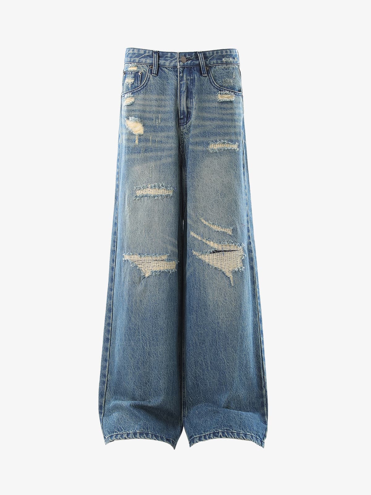 Vintage Distressed Draped Baggy Jeans