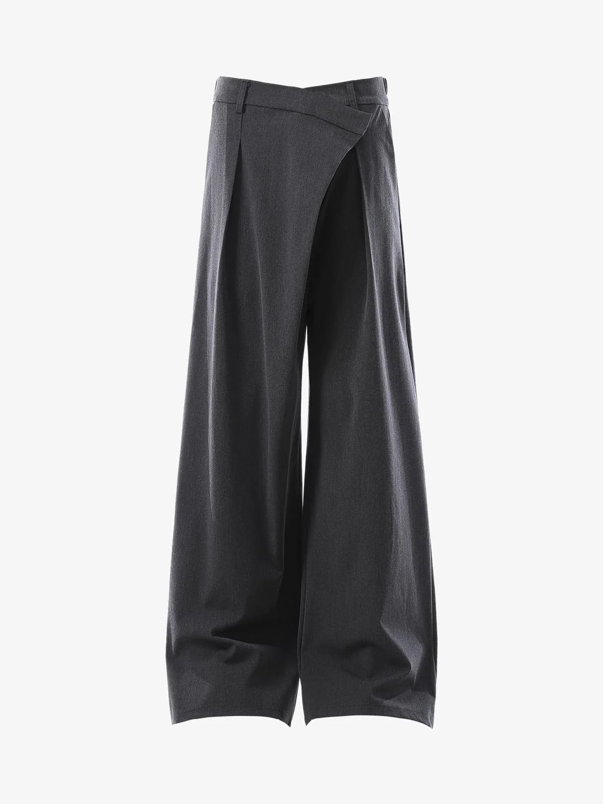 Retro Asymmetric Waist Loose Wide-Leg Trousers