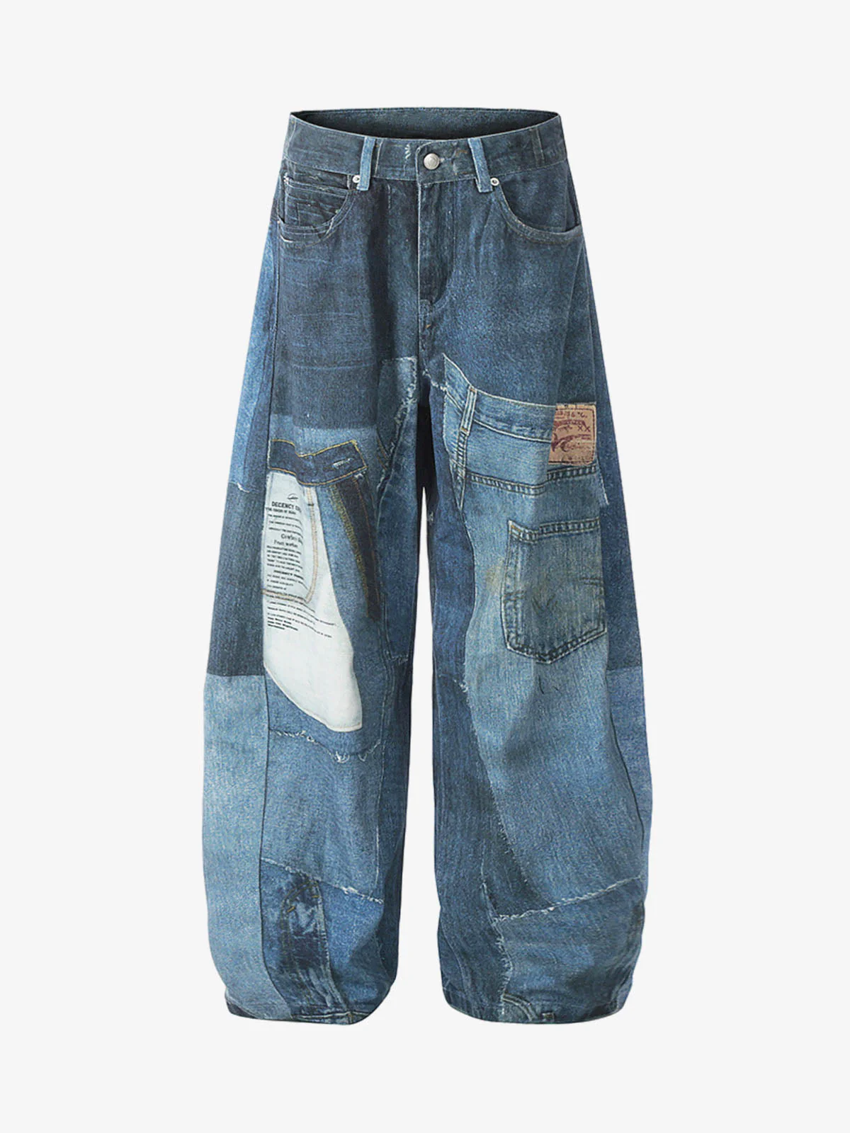 Vintage Patchwork Ripped Barrel Jeans