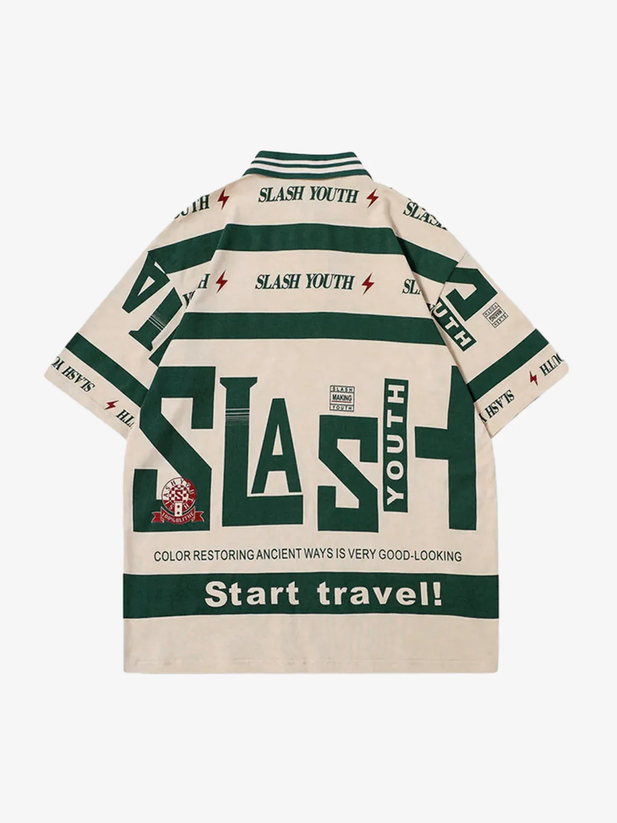 Contrast Color Slash Polo Shirt -1208